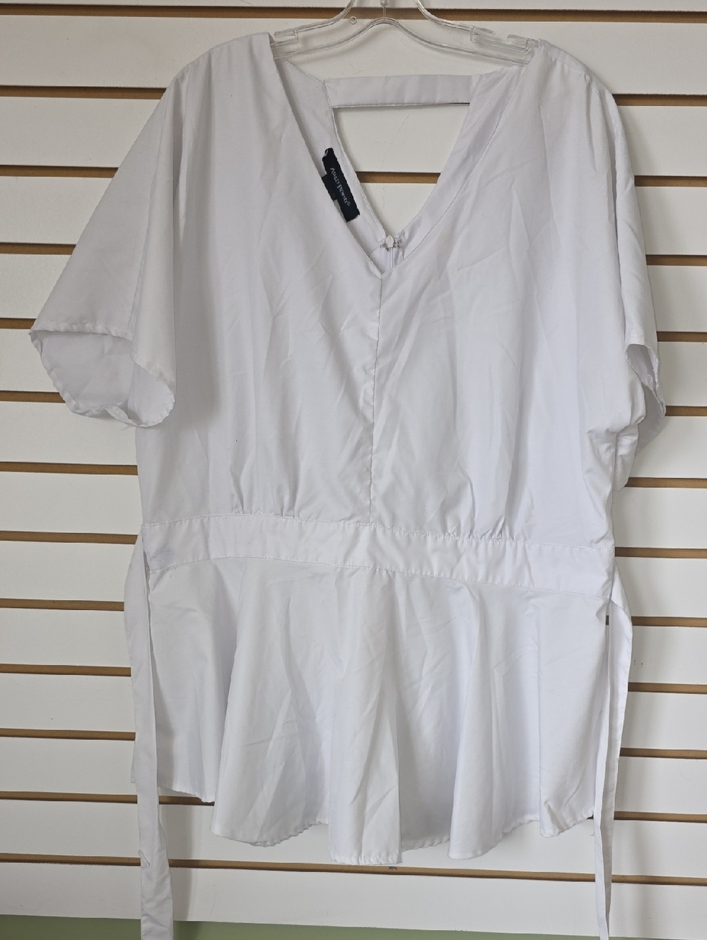 Ashley Stewart V-Neck Peplum Tie-Waist Blouse 20